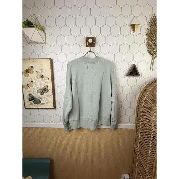 Madewell MWL Airyterry Light Green Half-Zip Sweatshirt - Size - Medium - Picture 6 of 8